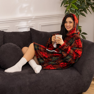 Plaid "Hoodie" 85x118cm rouge imprimé tartan