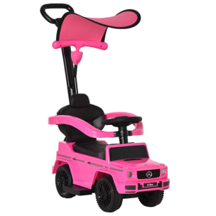 Porteur enfants voiture enfant multi-équipée 12-36 mois klaxon marche-pieds, garde-corps et ombrelle rose