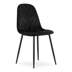 Sedia Asti in velluto nero con gambe in metallo