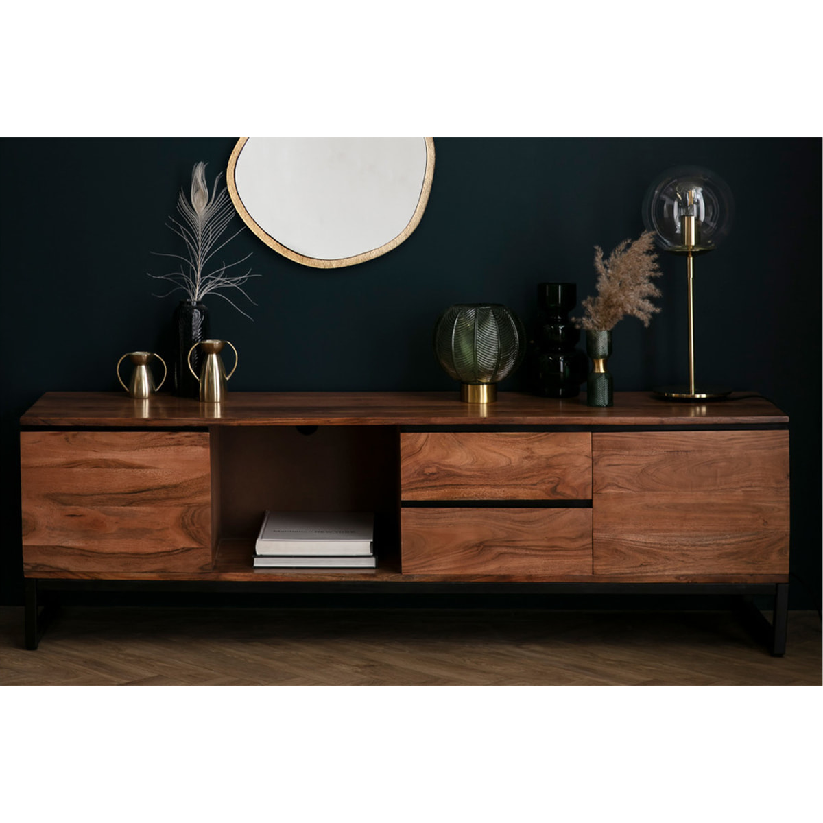 Meuble TV en bois massif L160 cm HOORN