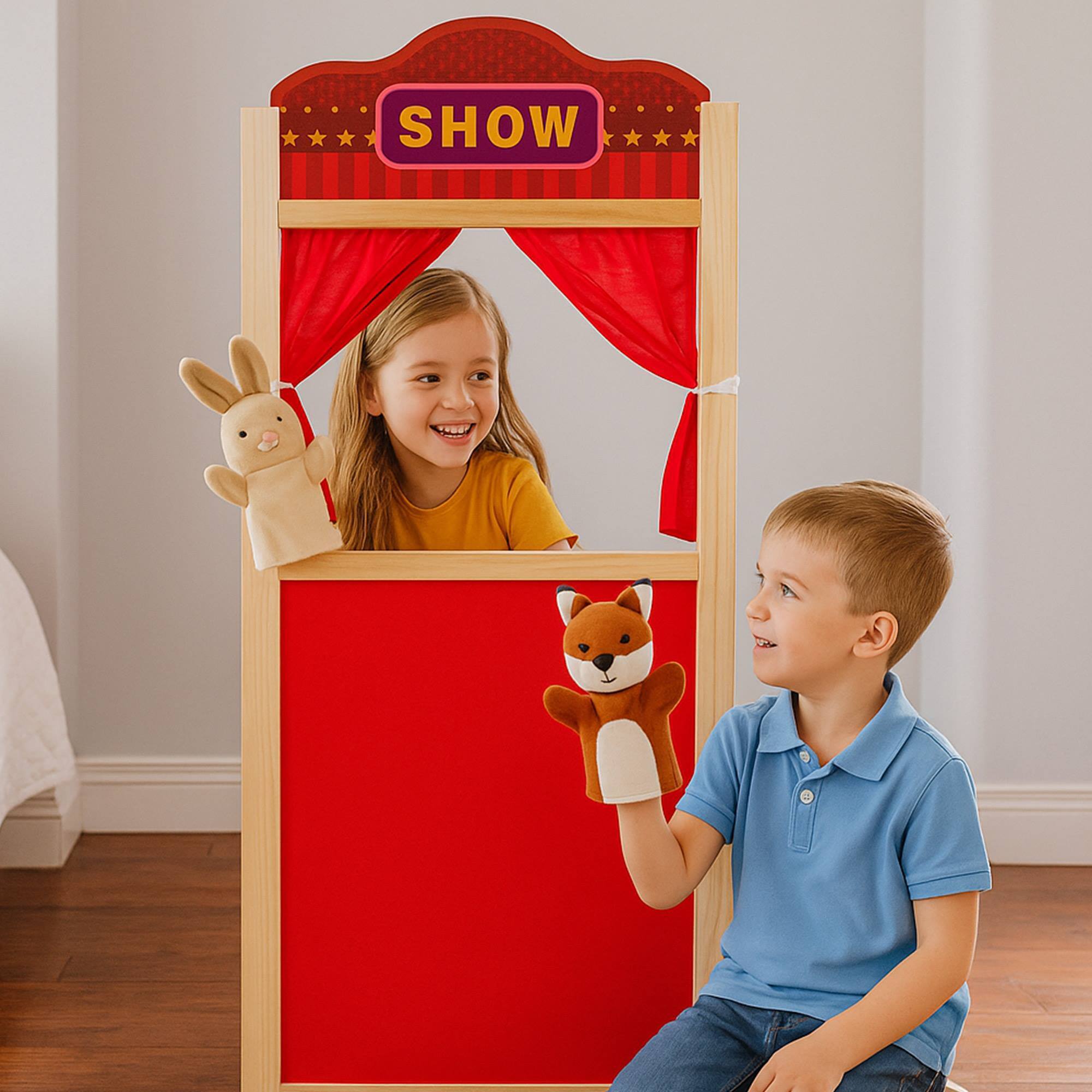 Juguete de madera. Teatro infantil 77,4x38,7x90cm