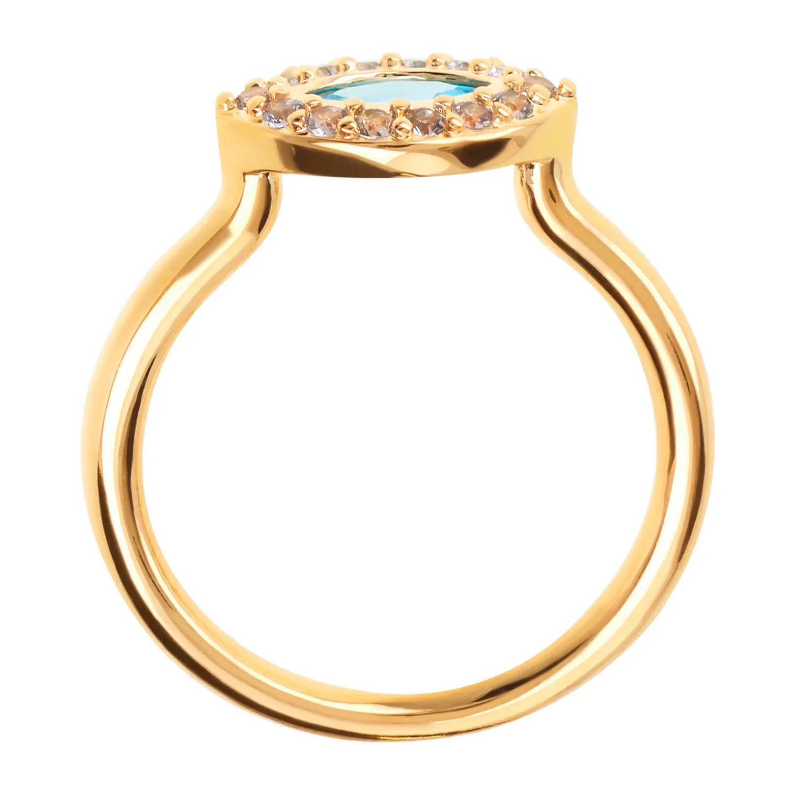 Anello Solitario Marquise Golden con Cubic Zirconia Azzurra