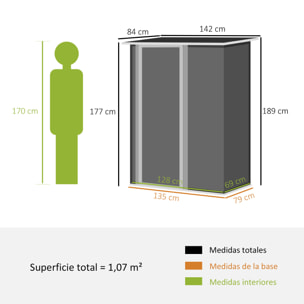 Caseta Jardín 1,07 m² 142x84x189 cm Acero Galvanizado con Puerta Cerradura Gris