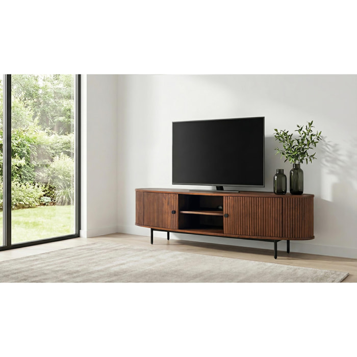 Mueble TV de Madera de Acacia 170 Cm Estilo Rústico Moderno