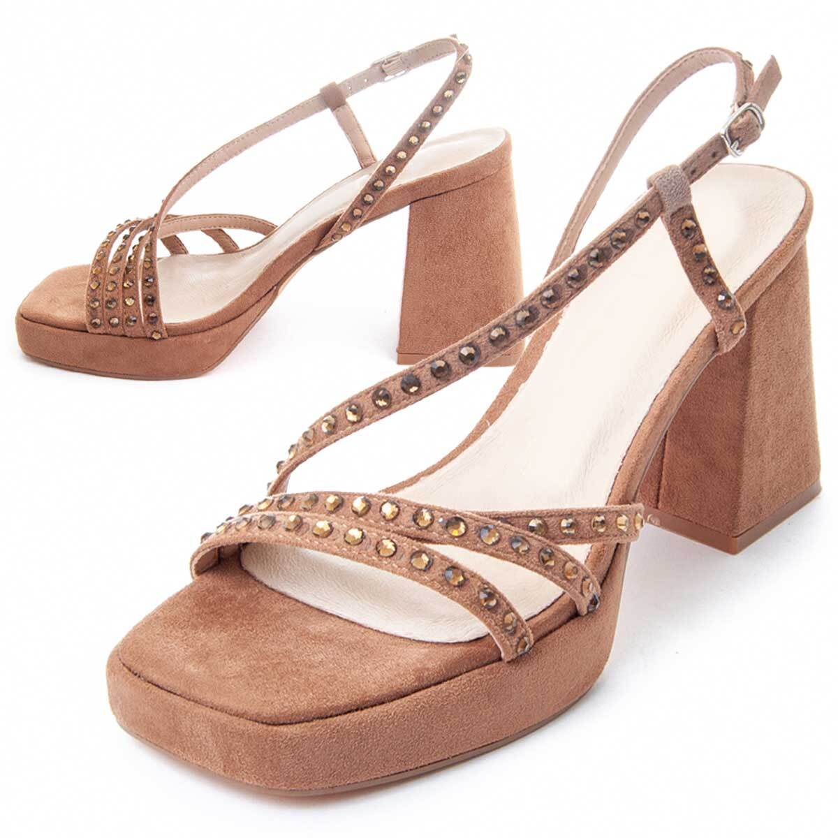 Sandalias De Tacón - Marron - Altura: 10 cm