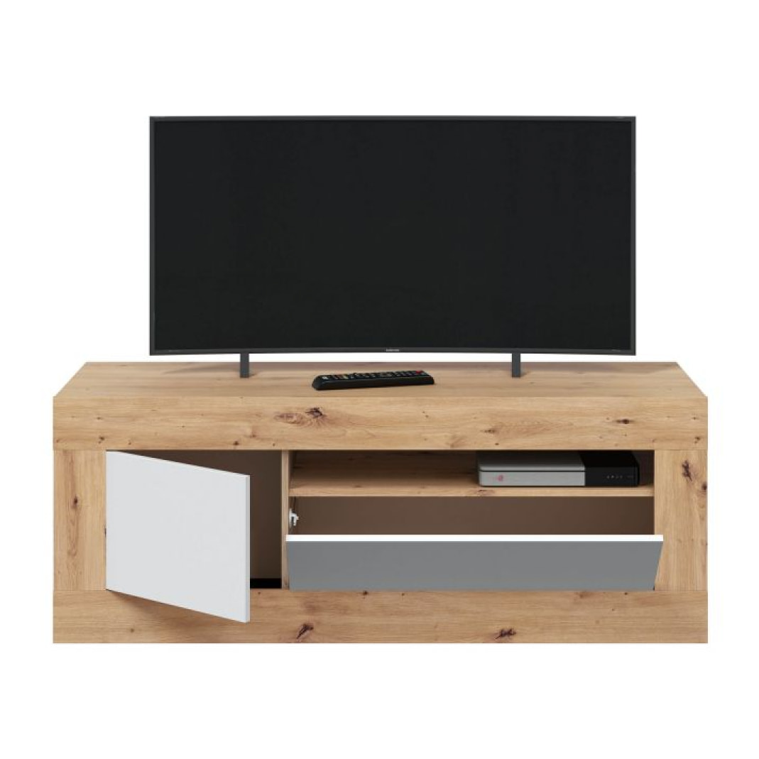 Mueble TV Baltik Blanco Artik (Blanco Mate) - Roble Nodi