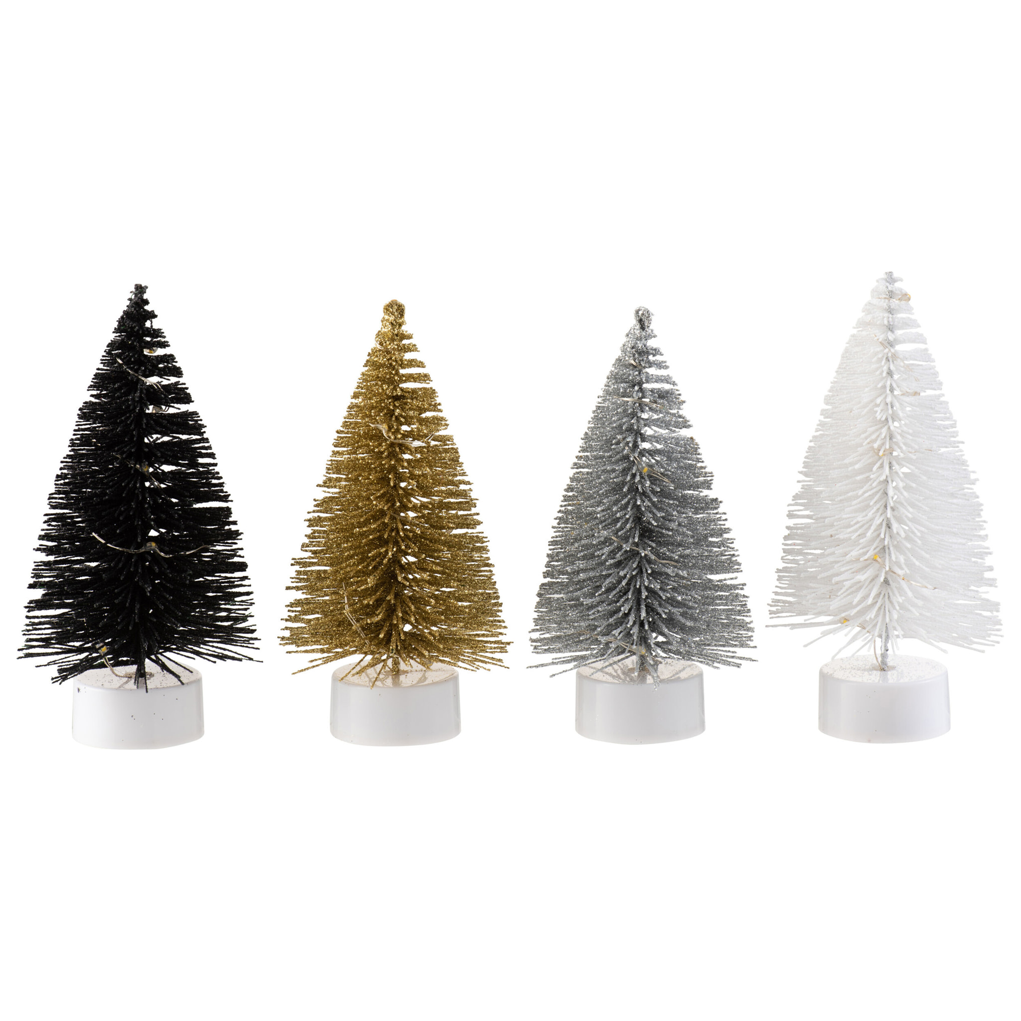 J-Line display Sapin de Noël Paillettes - plastique - noir/argent/or - 12 pcs