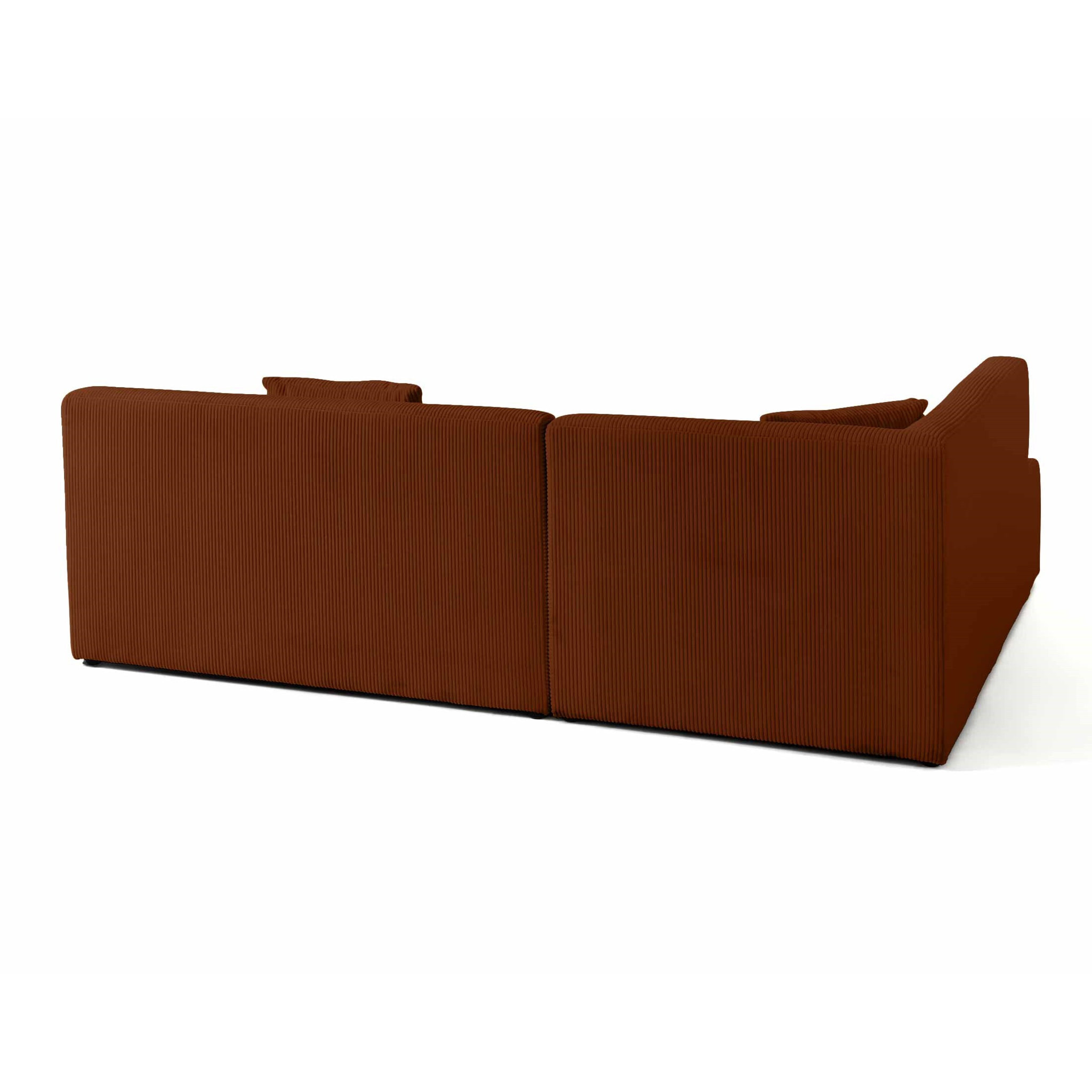 Onyx - canapé modulable d'angle gauche - 5 places - en velours côtelé - Terracotta