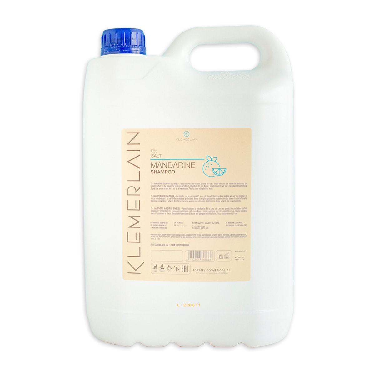 Klemerlain champú mandarina sin sal - 5000 ml