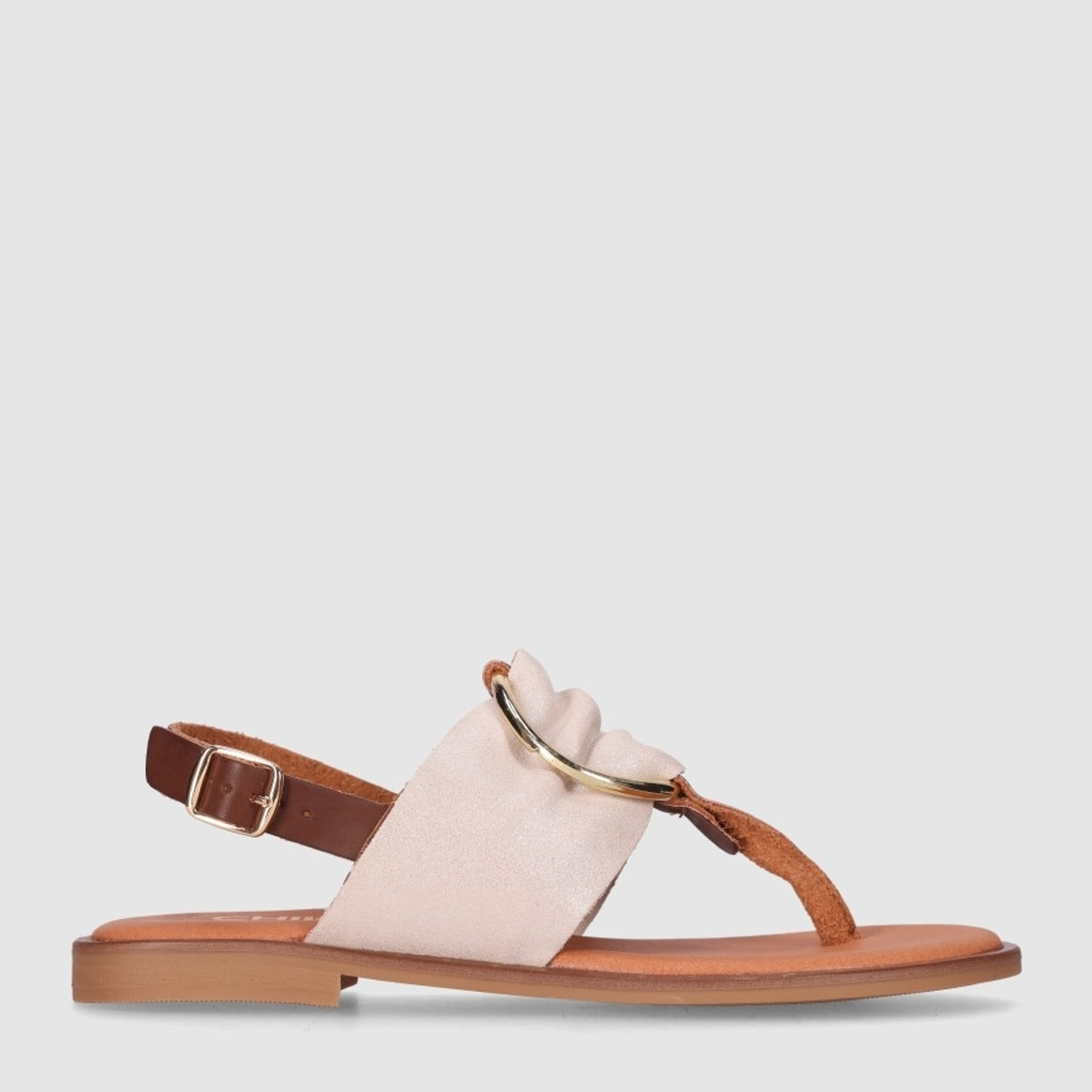 Sandalias de Serraje - Platino - Tacón: Bajo