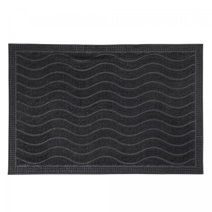 Paillasson géométrique en vagues, kilim tissé naturel, DUNE