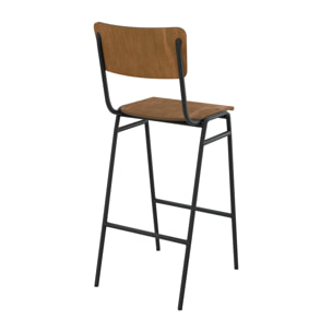 Lot de 2 chaises de bar 75 cm en bois - Clem