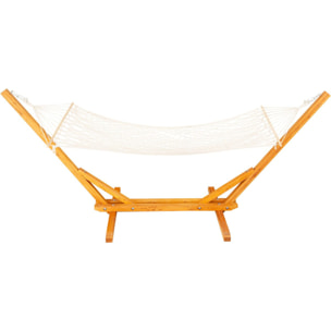 Hamac bois avec toile en macramé "Dallas" - 305 x 120 x 123 cm - Blanc