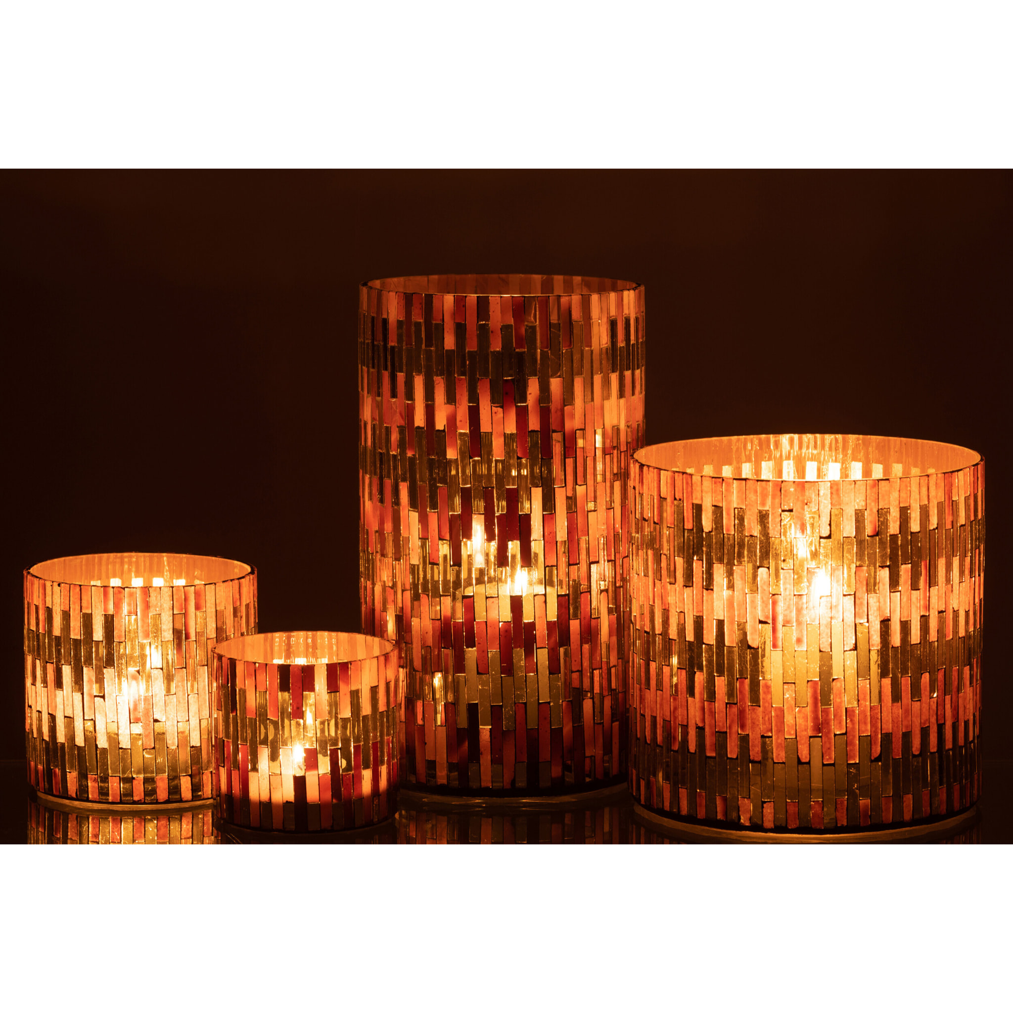 J-Line photophore Chic - verre - brun/or - large