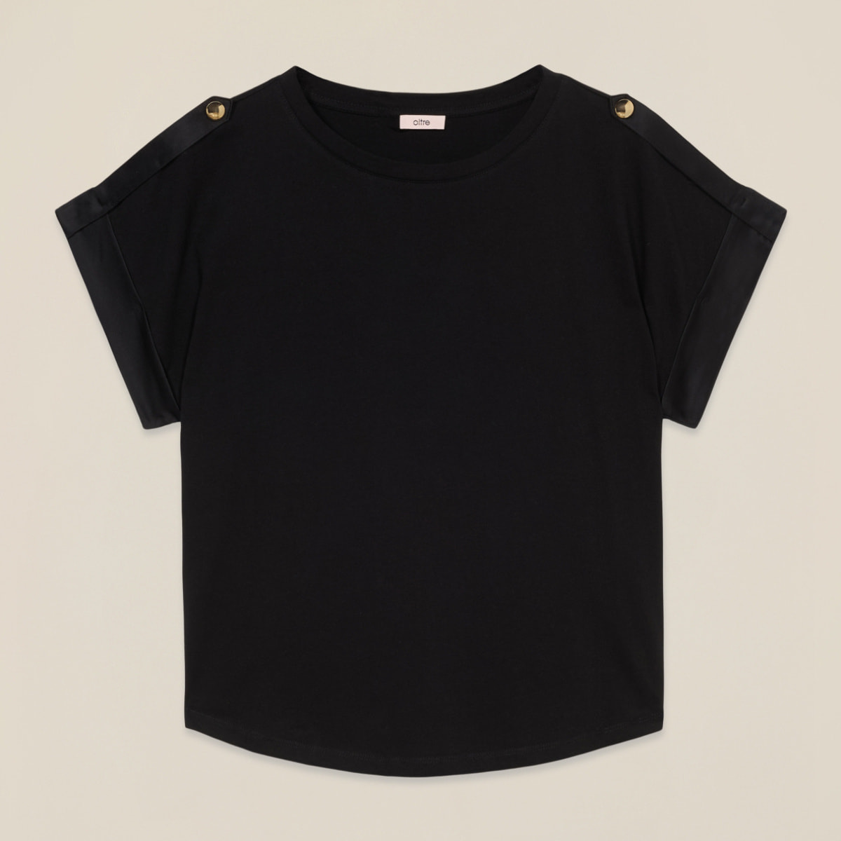 Oltre - T-shirt in jersey con profili in raso - Nero