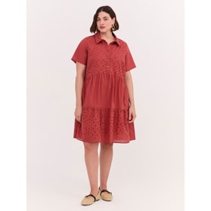 Fiorella Rubino - Vestido con volantes Smile en color sangallo - Naranja sol