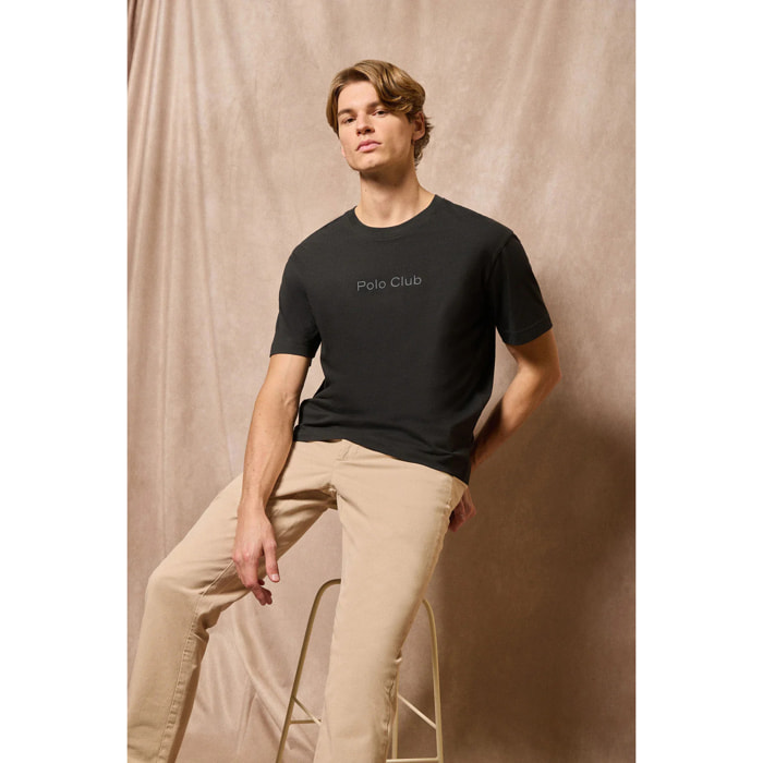 Camiseta negra de manga corta y cuello redondo con logotipo Polo Club