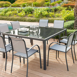 Fauteuil de jardin empilable "Piazza" galet & graphite aluminium traité époxy