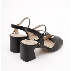 SANDALO TACCO FASCIA E CINTURINO CHOCOLA' NERO