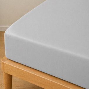 Parure de draps uni 100% coton - essentiel - acier