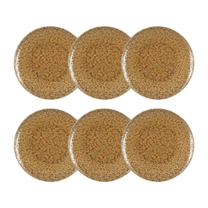 Lot de 6 assiettes plates 26cm en grès jaune  NATURA