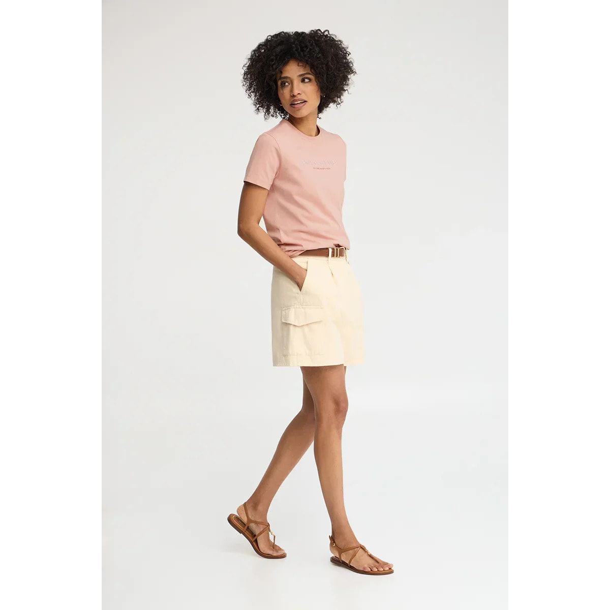 Maglietta rosa pallido a maniche corte con ricamo Established 2012 Polo Club