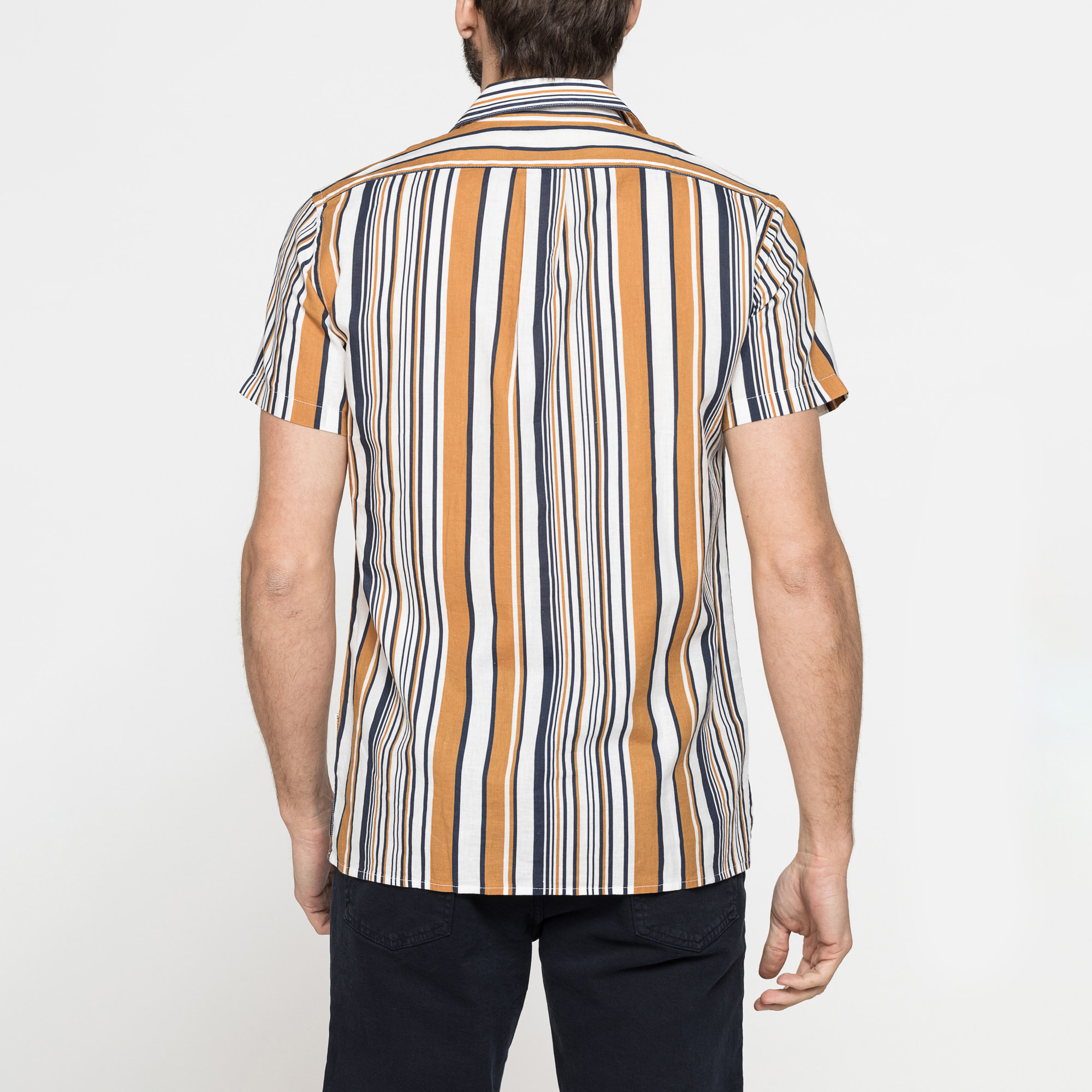 CAMICIA BOWLING IN TESSUTO TINTO FILO DI LINO COTONE