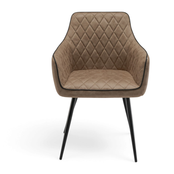 Set di 2 poltroncine LEON in similpelle cammello e gambe nere