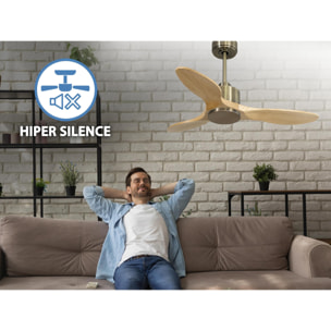 Ventilateur de plafond Réversible  Thermostat Wifi Moteur à courant continu Toits en pente Télécommande Hypersilence Mémoire
