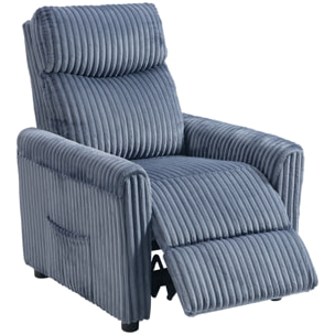 Sillón Relax Reclinable, Sillón Reclinable Manual, Tapizado en Pana, Instalación Rápida, Reposapiés, Acolchado Grueso, para Salón, Dormitorio, Oficina, Azul Oscuro