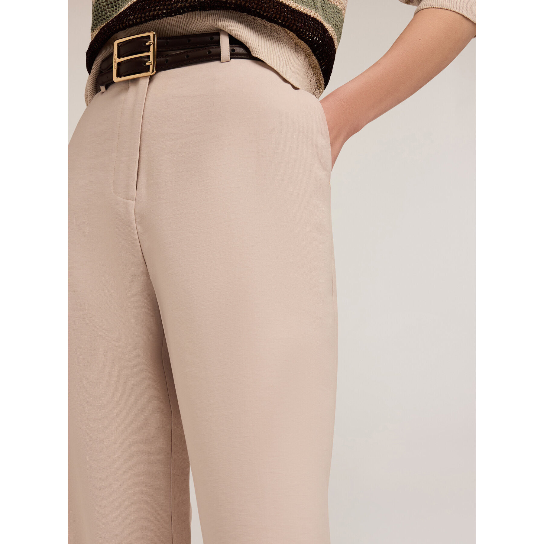 Motivi - Pantaloni palazzo in tessuto fluido misto viscosa - Beige