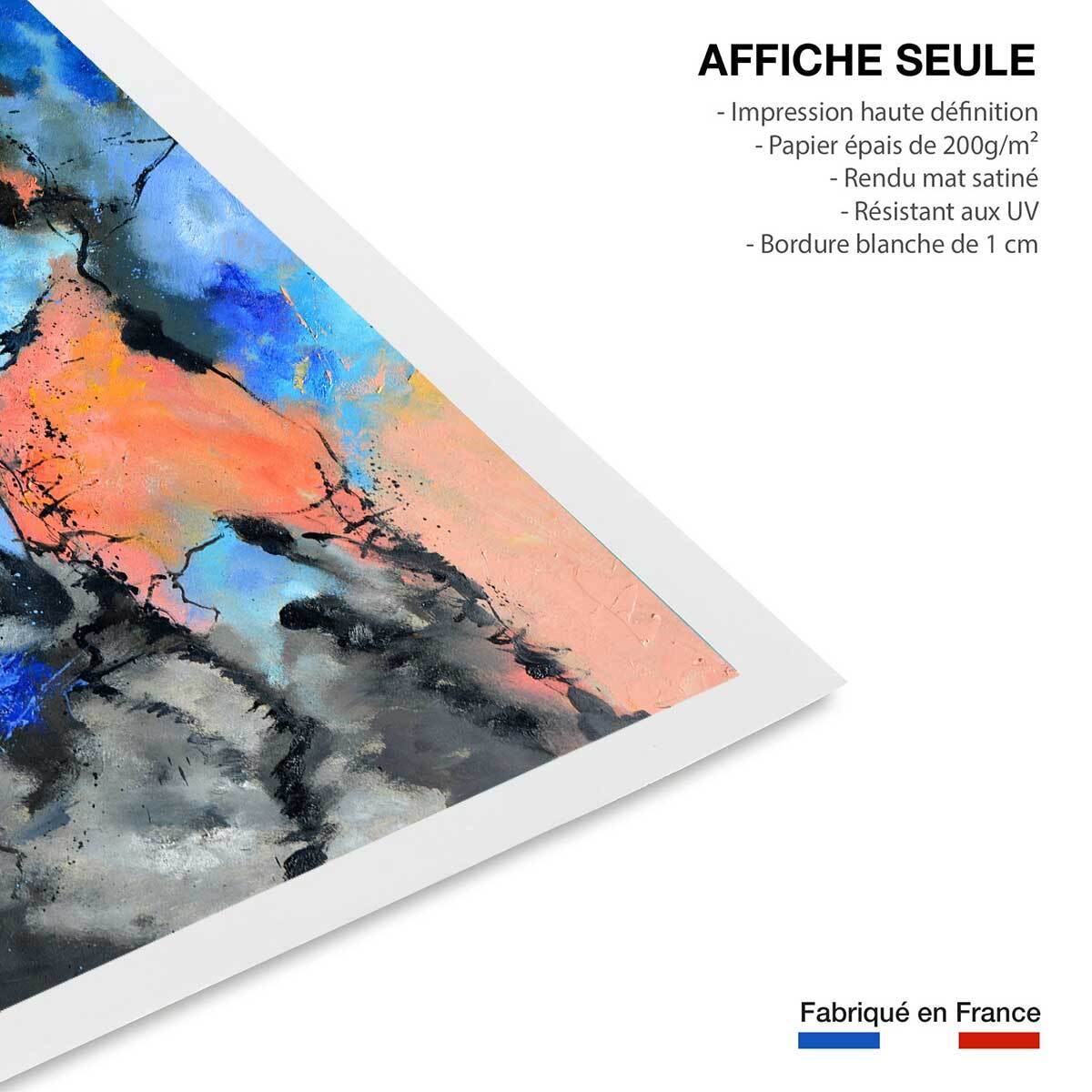 Affiche abstraite ocre et bleu provence Affiche seule