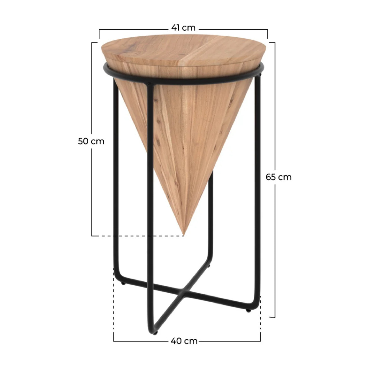 Grande sellette en bois d'accacia et métal D41 cm - Mafana