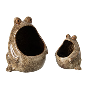 J-Line Cache-Pot Grenouille - grès beige - large
