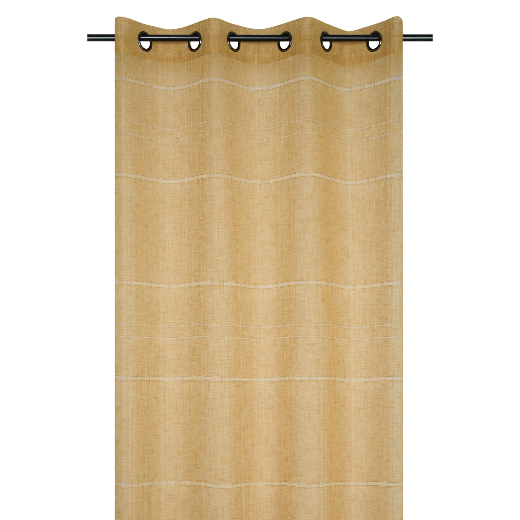 Voilage ajouré à oeillets  - Effet matière - Jaune moutarde