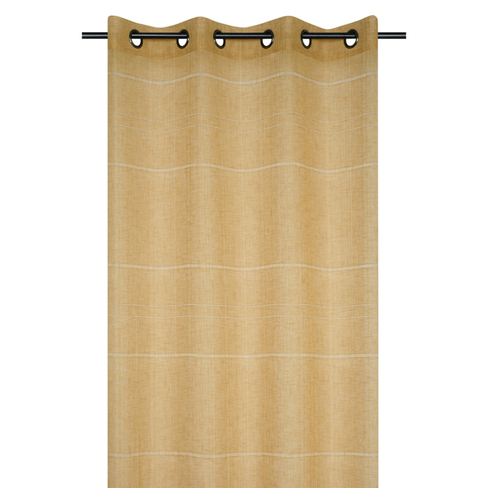 Voilage ajouré à oeillets  - Effet matière - Jaune moutarde