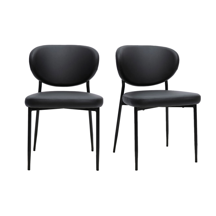 Chaises noires et métal (lot de 2) BREKA