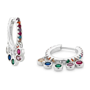 Pendientes acabado plata y Circonita Multicolor