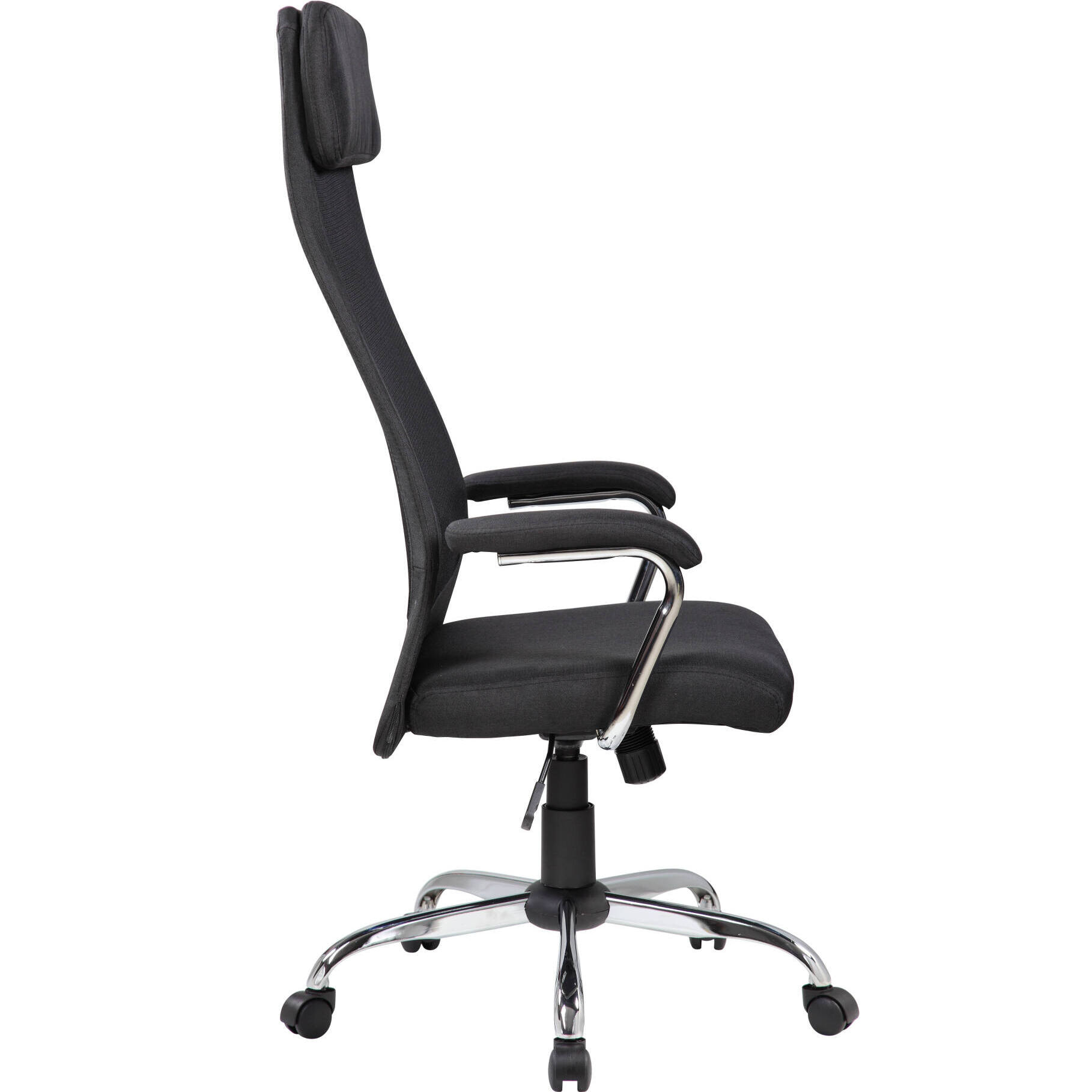 Sedia da ufficio Canberra, Poltrona presidenziale con braccioli, Sedia ergonomica da ufficio, 65x65h126/136 cm, Nero