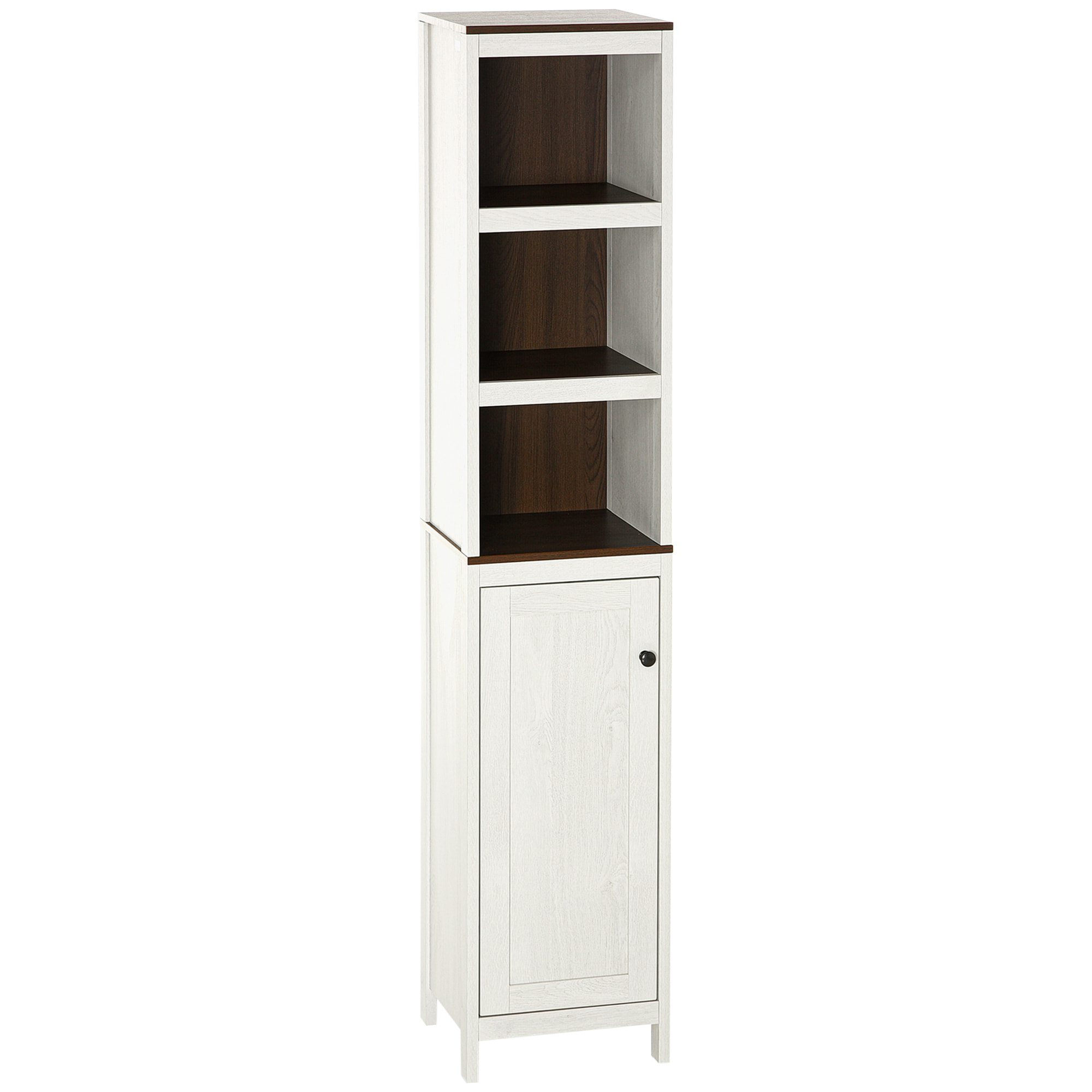 Mueble Auxiliar Baño Moderno Armario de Baño con 3 Estantes Abiertos y 2 Estantes Ajustables Mueble Auxiliar de Almacenaje para Salón Dormitorio 32x30x161 cm Blanco