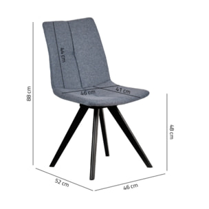Chaise Capitonnée en tissu bleu jean - JAPAN