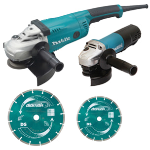 Ensemble de 2 meuleuses Ø230 et 125 mm - MAKITA - avec kit d'accessoires - DK0053GX2-P