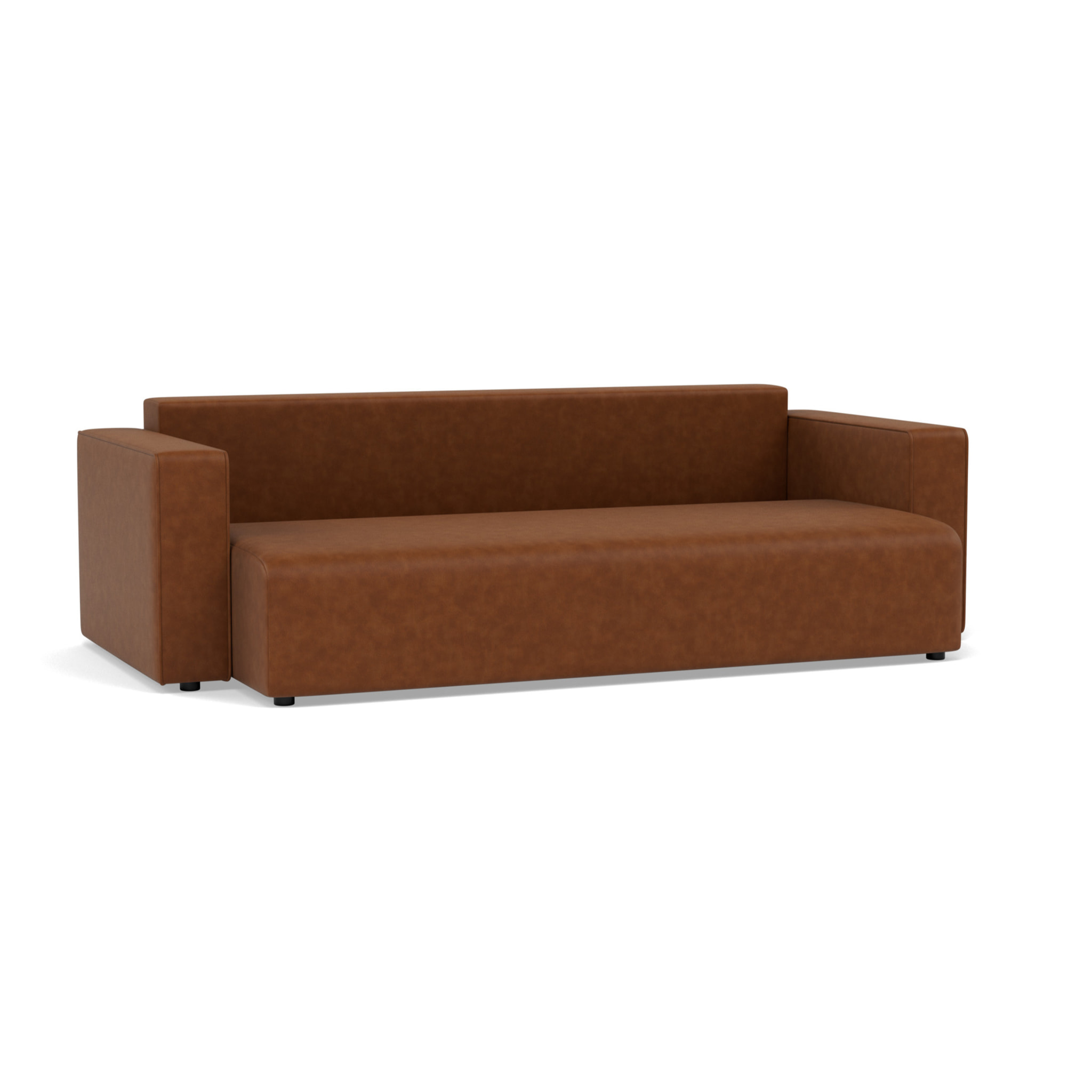 Topaze - canapé droit 3 places convertible avec coffre en simili - Cognac