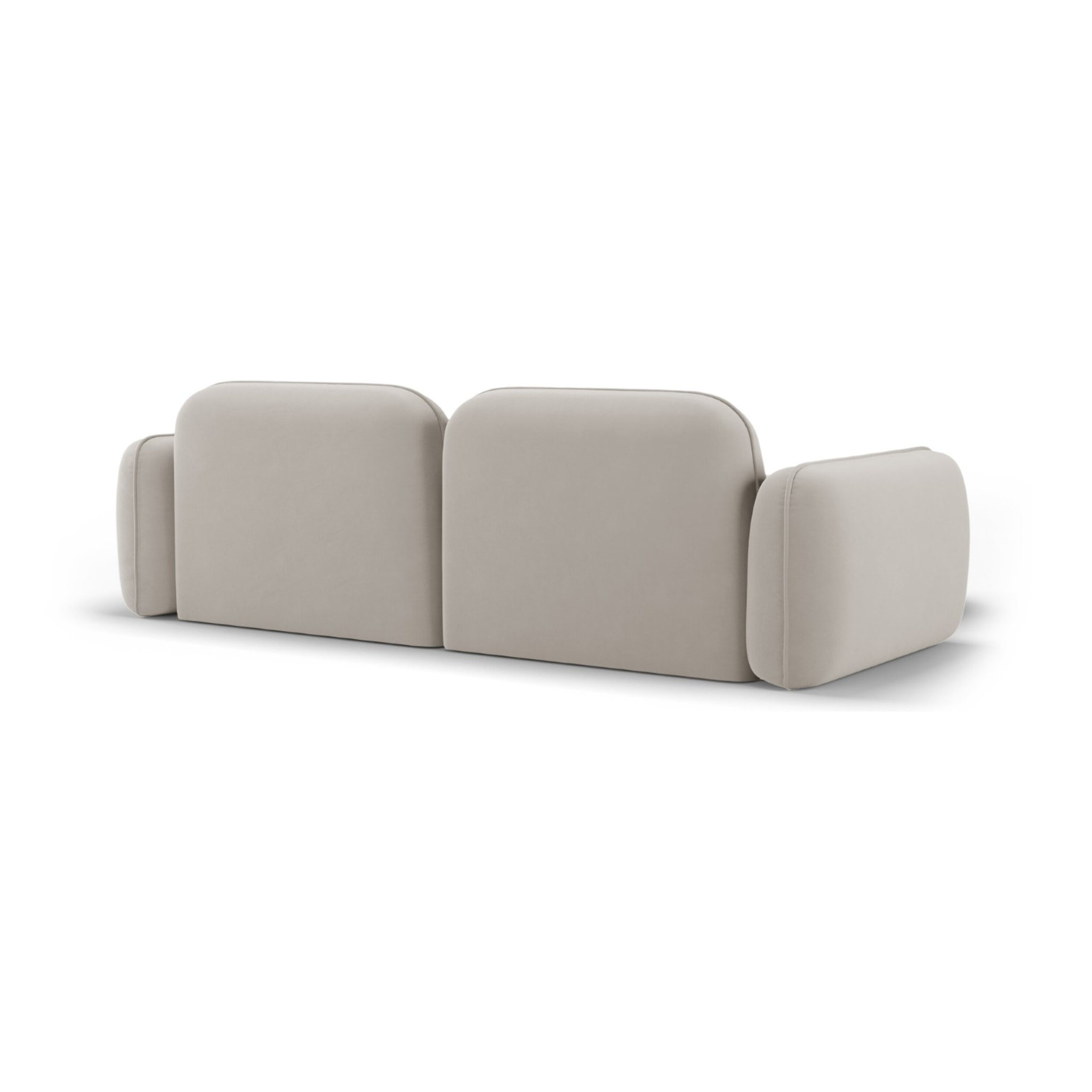 Canapé d'angle gauche modulable "Lucien" 3 places en velours beige clair