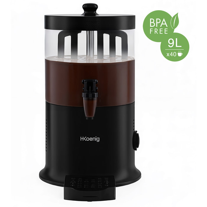 Dispensador de chocolate caliente, 6 L, 1200 W, negro