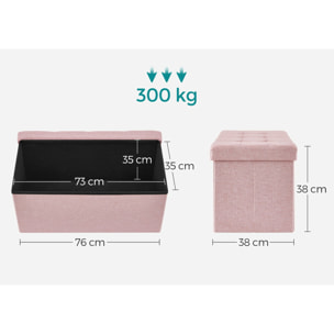 Panca contenitore pieghevole rosa in tessuto effetto lino
