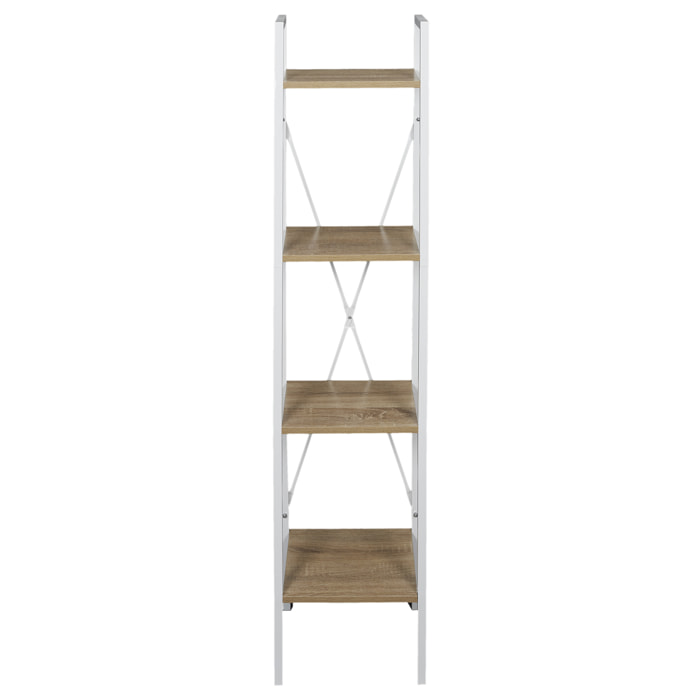 Etagere Bois Et Metal Blanc 148x34x32