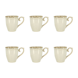 Lot de 6 mugs 30cl en grès beige SIGNATURE