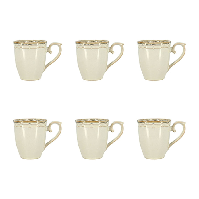 Lot de 6 mugs 30cl en grès beige SIGNATURE