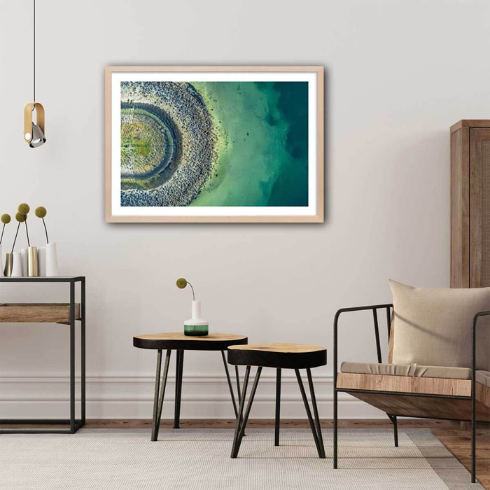 Poster deco au bout de la jetée Affiche + cadre en bois - Chêne